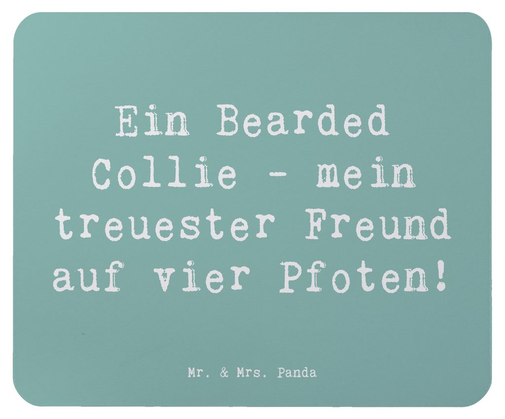 Mr. & Mrs. Panda Mauspad Spruch Bearded Collie Freund - Meeresbrise - Geschenk, laptop mousepad, Eigenschaften, flauschige Mäntel, Hunderassen Cha...