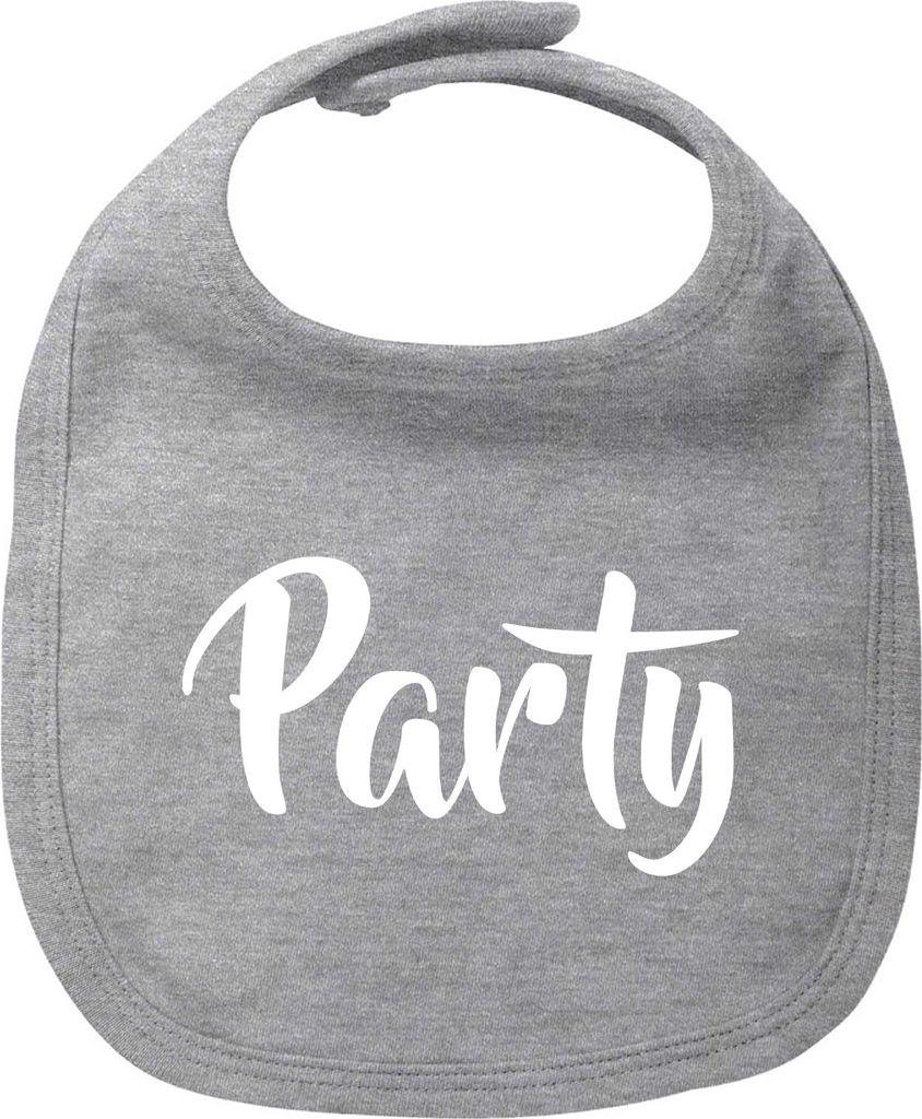 Huuraa Baby Lätzchen Party Schriftzug Heather Grey Klettverschluss Baumwolle Latz Geschenkidee