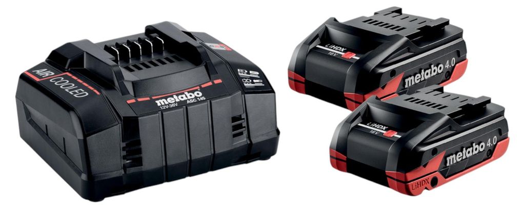 Metabo basisset 2x LiHDX accupack 18 V 4.0 Ah + ASC 145 Productafbeelding 