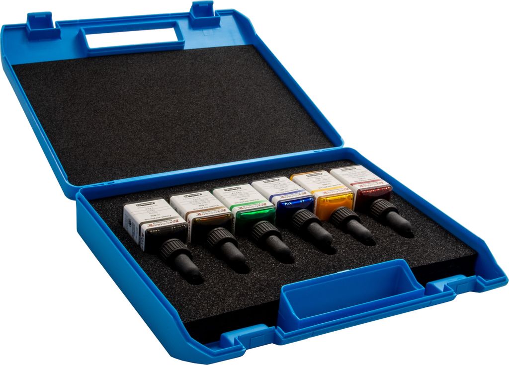 Airbrush Farben Koffer mit 6 Flaschen feinste Airbrushfarben