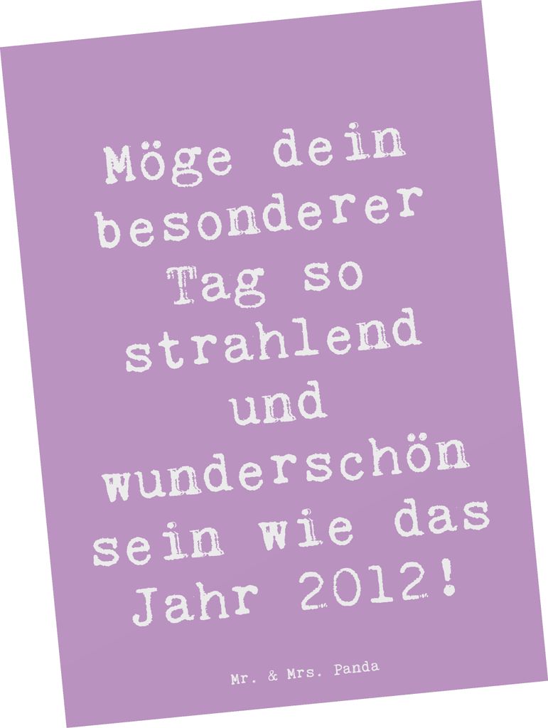 Mr. & Mrs. Panda Grußkarte Spruch 2012 Geburtstag - Lavendeltraum - Geschenk, Geburtstagsfeier, Geburtstagsgeschenk, wunderschön, Ansichtskarte, ...