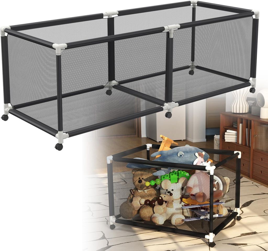 ACXIN Pool Aufbewahrungsbehälter 160x79x88cm Außen Pool-Aufbewahrungsbox mit Rollen, Schwarz Netz Organizer für Schwimmringen, Strandbälle, Poo...