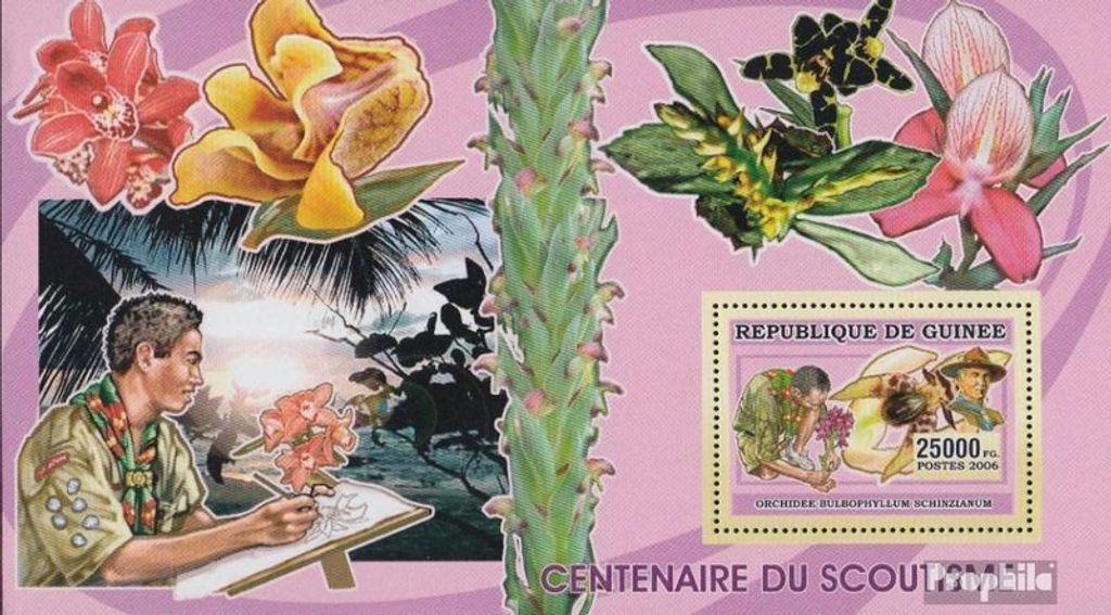 Briefmarken Guinea 2006 Mi Block 1026 (kompl. Ausgabe) postfrisch Pfadfinder-ORCHIDEEN-KAKTUS