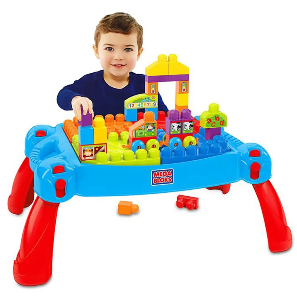 Table de construction Mega Bloks interactive avec rangement intégré