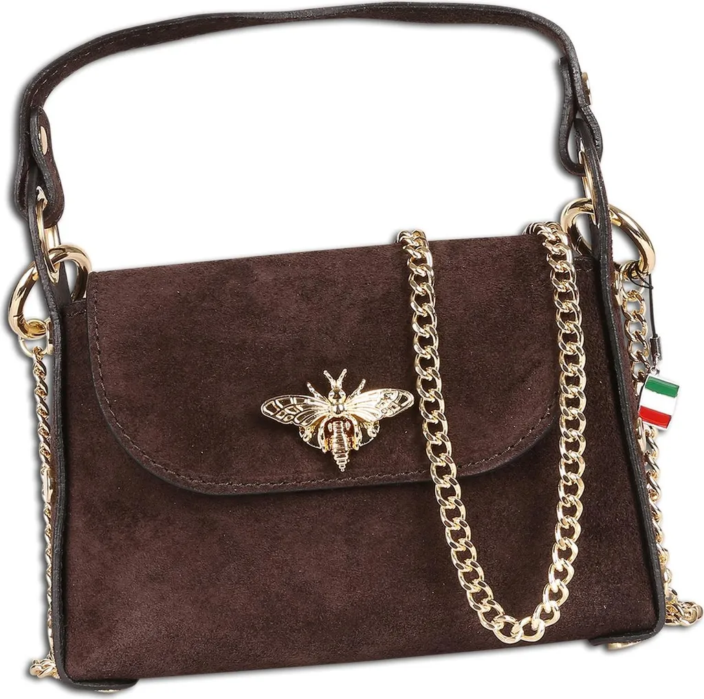 Sac en daim marron foncé Florence Abeille avec finitions artisanales