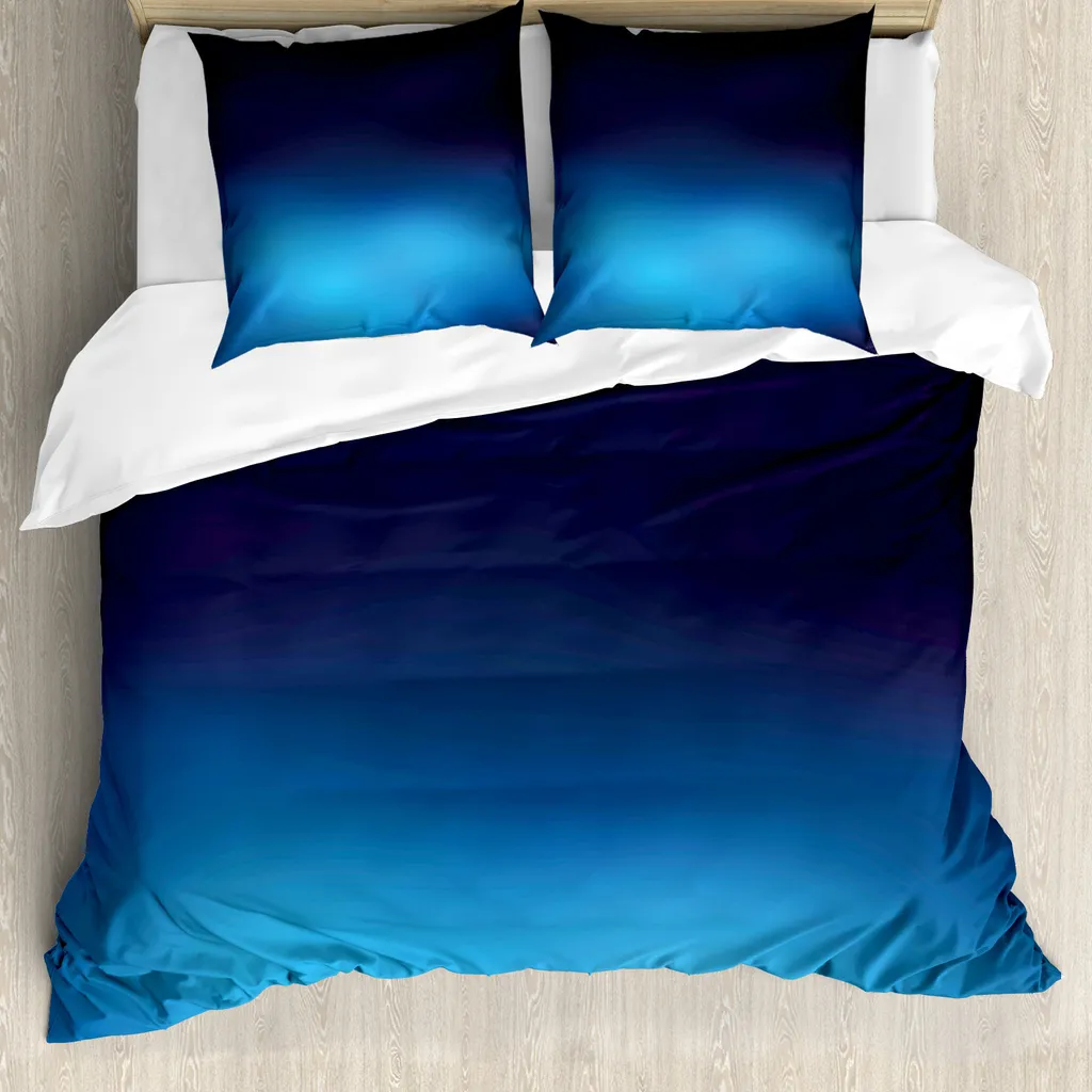 Copripiumino ABAKUHAUS Marine, blu sfumato ispirato all'oceano, antiacaro, adatto a chi soffre di allergie, con federe, 155 cm x 220 cm - 80 x 80 cm, blu scuro