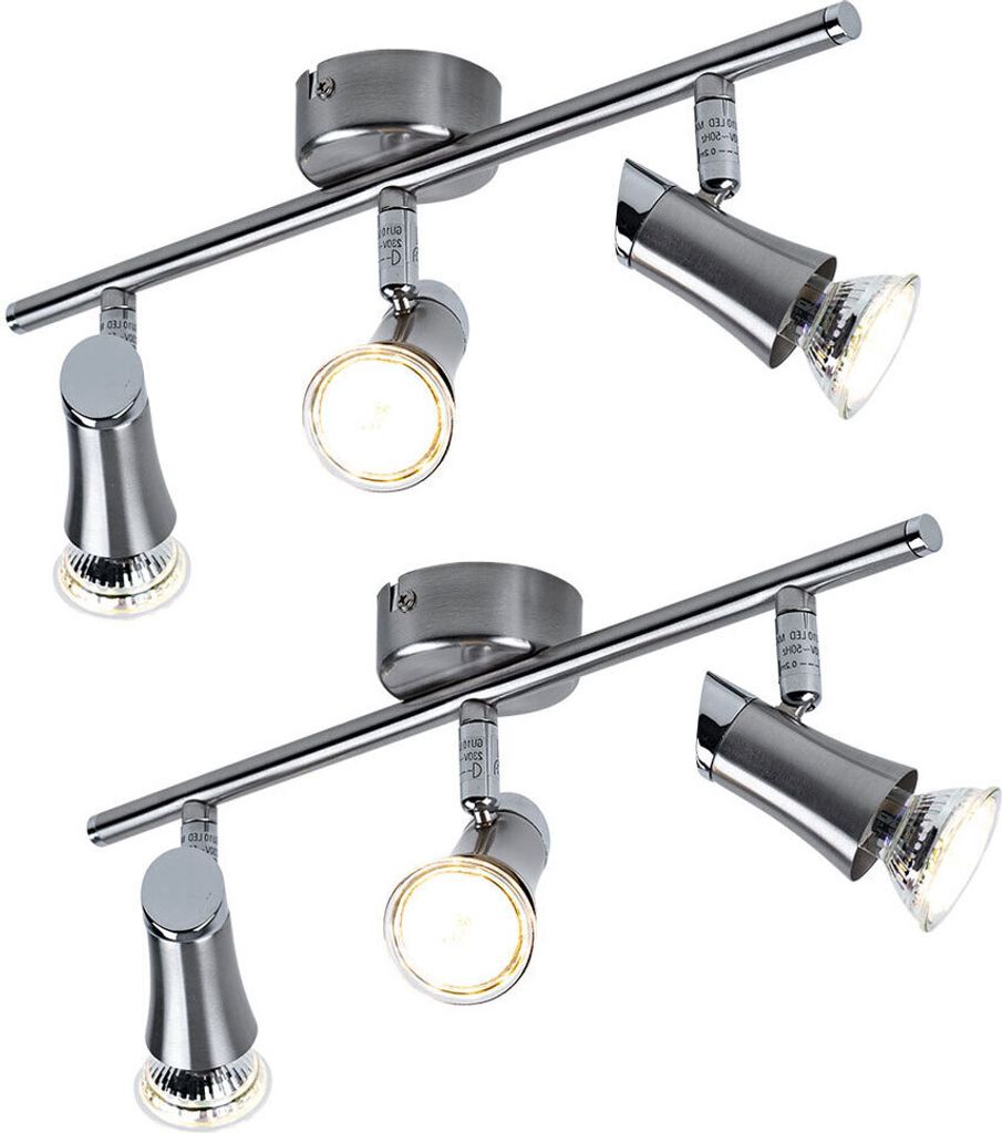 2er Set LED Deckenleuchte, chrom, Spots beweglich, L 39 cm