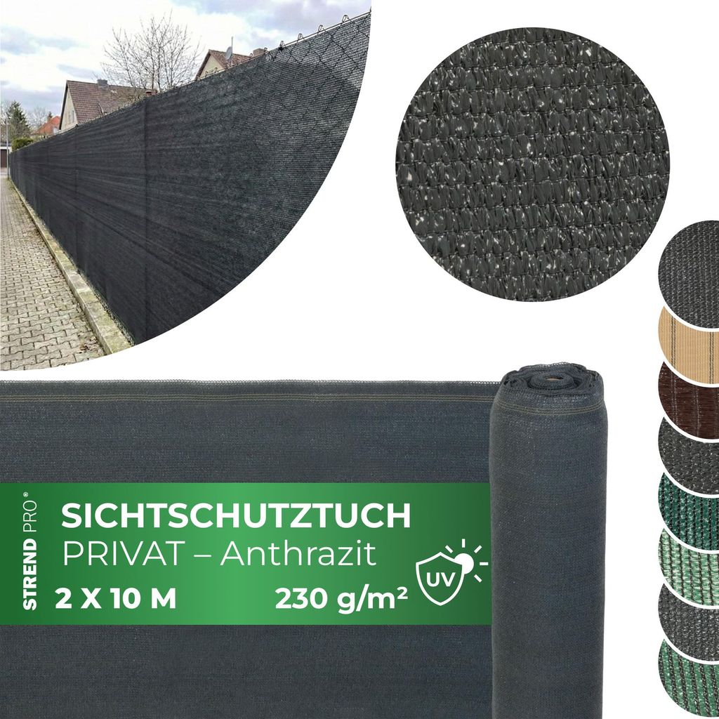 Sichtschutzgewebe PRIVAT.NET 2x10 m, Netz, HDPE, UV, 230 Produktbild 