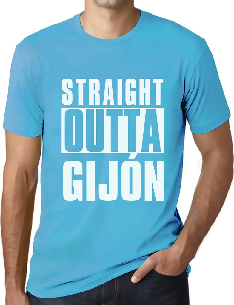 Herren Grafik T-Shirt Direkt aus Gijón – Straight Outta Gijón – Öko-Verantwortlich Vintage Jahrgang Kurzarm Lustige Druck Geburtstag Geschen...