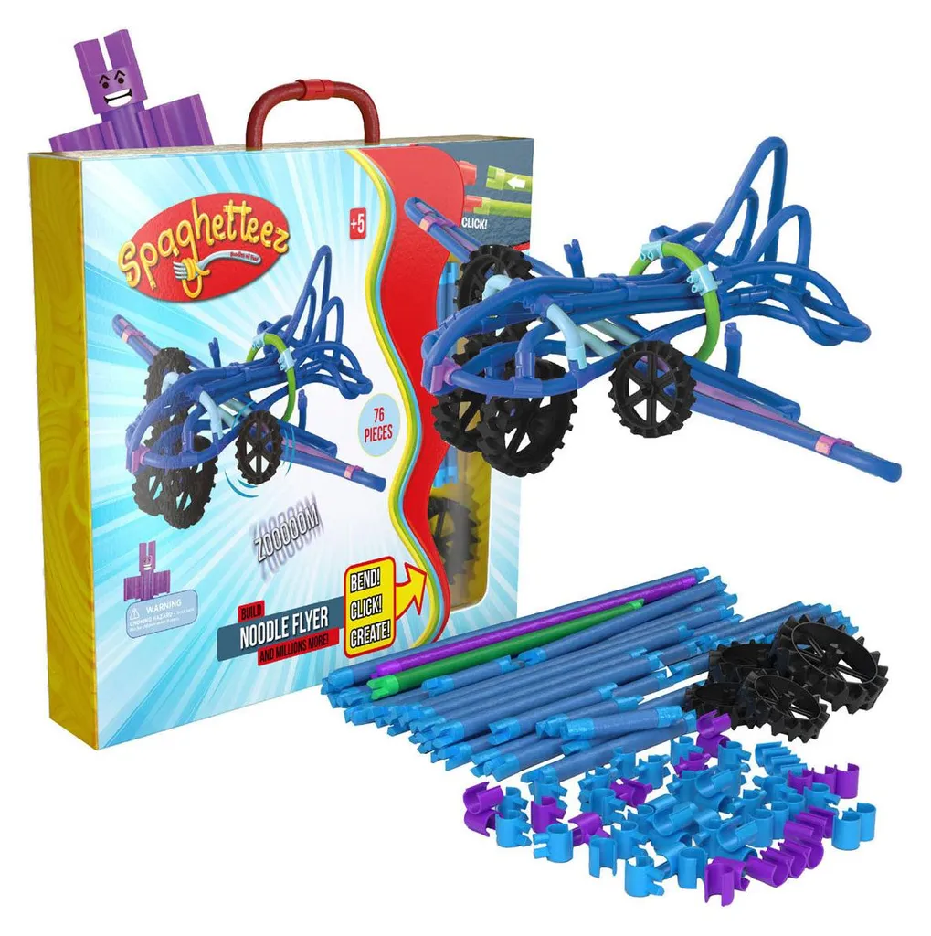 Kit de Construction Créatif Spaghetteez 76dlg, Tiges Souples Multicolores
