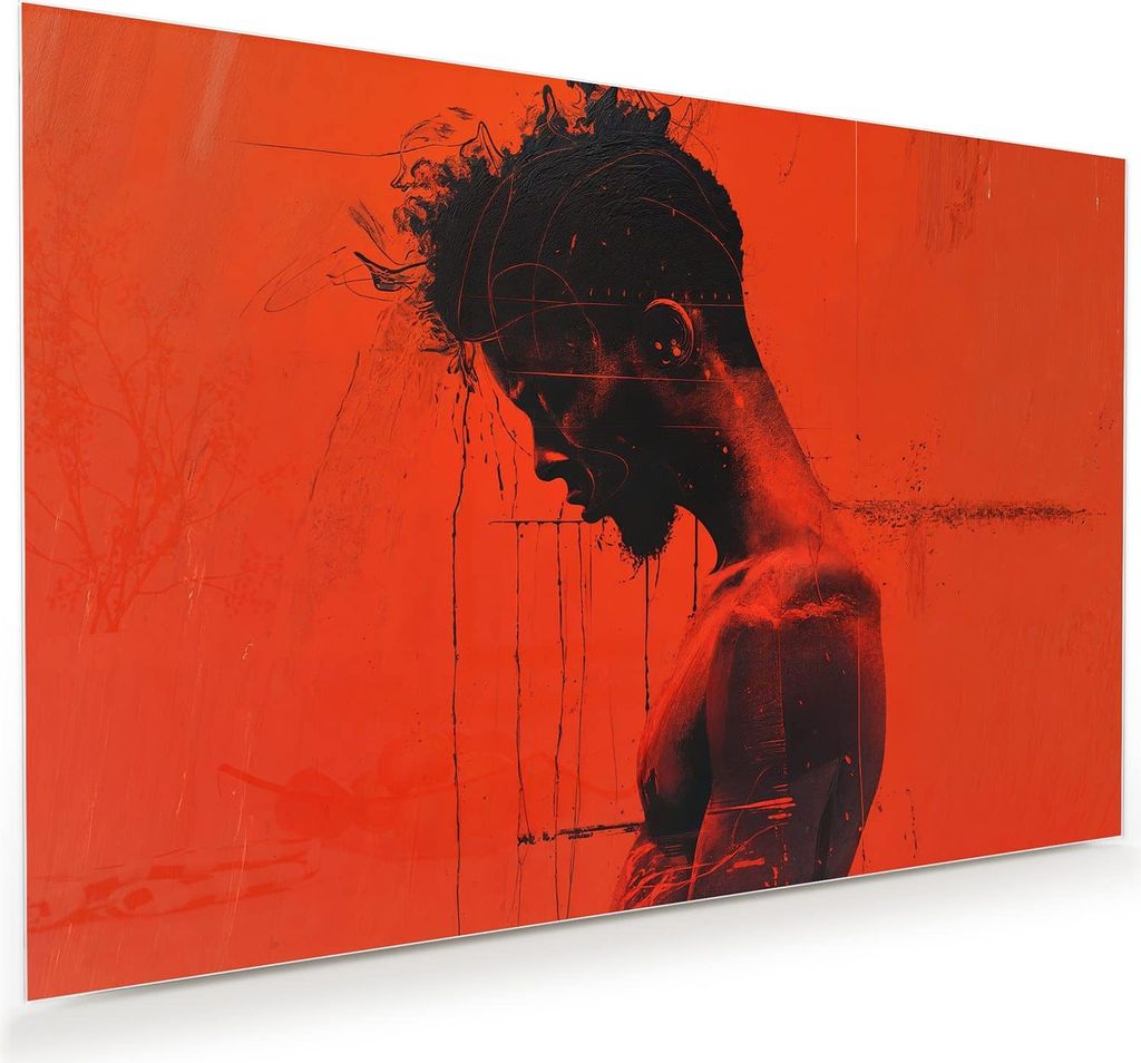 Glasbild 120x80cm in XXL für Wohnzimmer, Schlafzimmer Motiv Dunkelrotes Profil