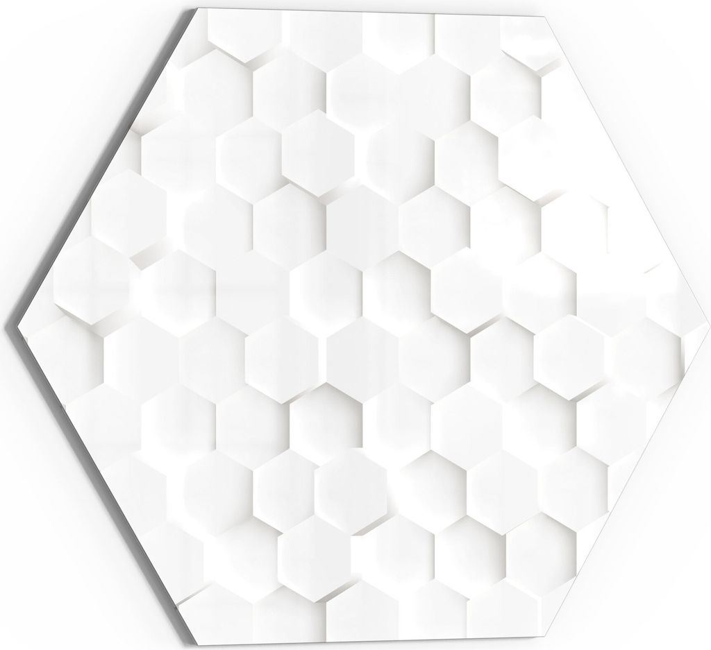 DEQORI Magnettafel Glas 55x48 cm 6-eckig 'Weiße 3D-Waben' beschreibbar Whiteboard