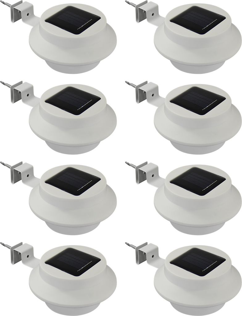 8x Solar Dachrinnenleuchte Dachrinnenlampe Dachrinnen Lampe Licht Regenrinne Solarlampe Solarleuchte Beleuchtung Aussenlampe