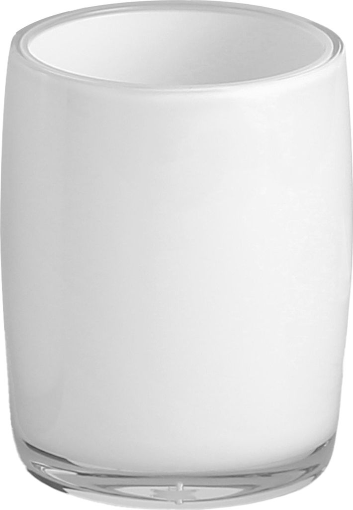 Badezimmerbecher aus weißem Acryl, Cordoba, 7,4 × 9,5 cm