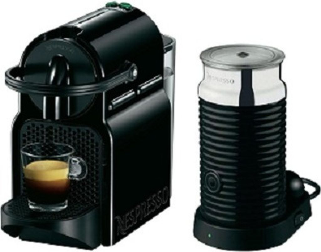 Delonghi EN 80.BAE Inissia+ MILK Black +aeroccino Espressomaschine, Nespresso Kapseln, Edelstahlgehäuse, Milchaufschäumer