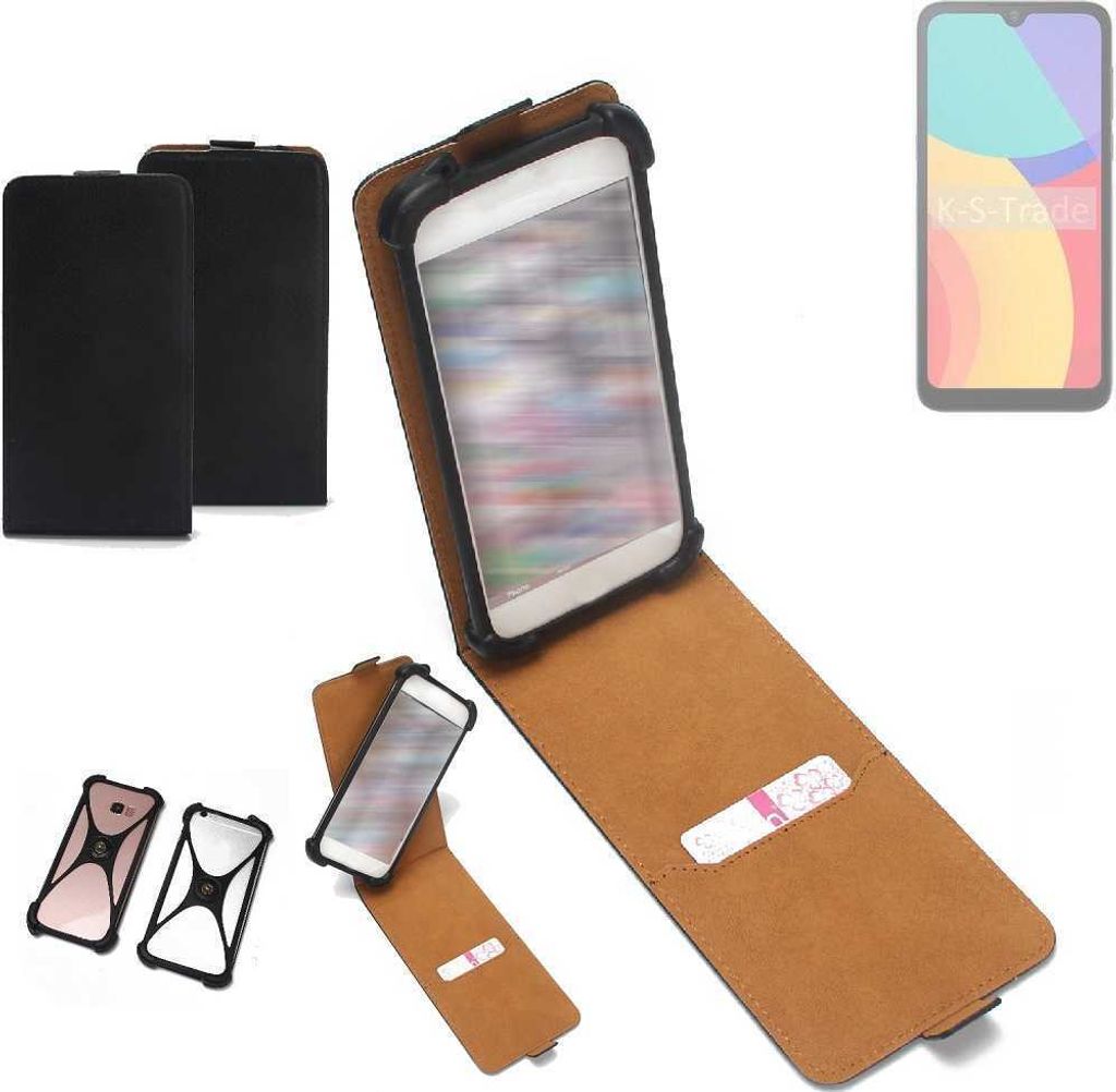 K-S-Trade Handyhülle Schutzhülle kompatibel mit Alcatel L1 (2021) Hülle Case Cover Flip Style Bumper schwarz 1x
