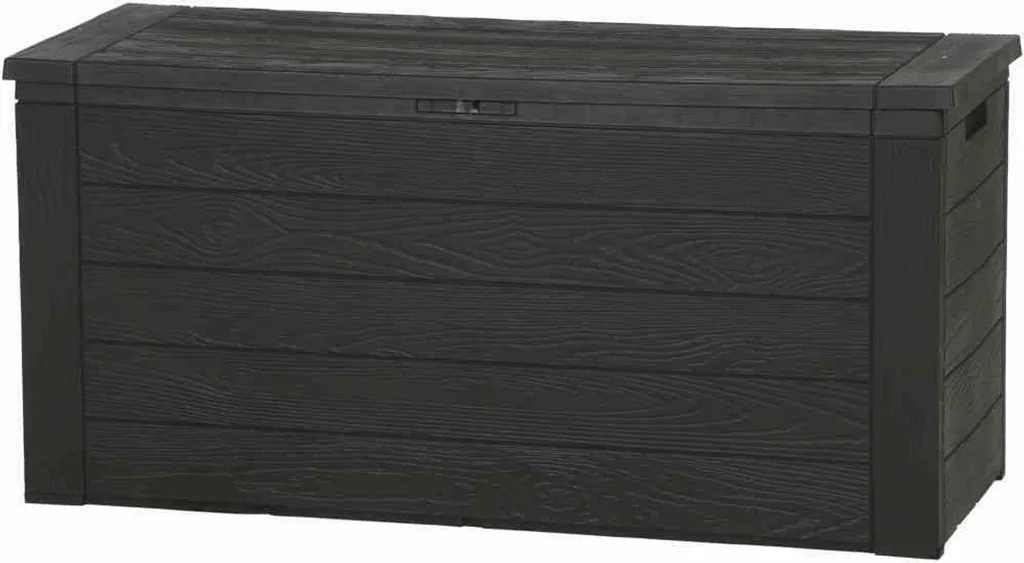 Coffre à coussins Woody 120 cm : fini le désordre sur votre terrasse brune