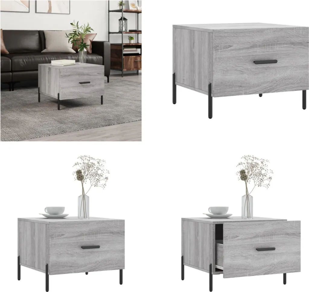 Tavolino da Caffè vidaXL 50x50x40 cm Grigio Sonoma - Arredo Living