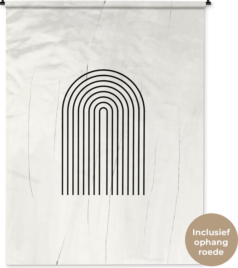MuchoWow® Wandteppich Wandbehang Kunst - Schwarz - Weiß - Produktbild 