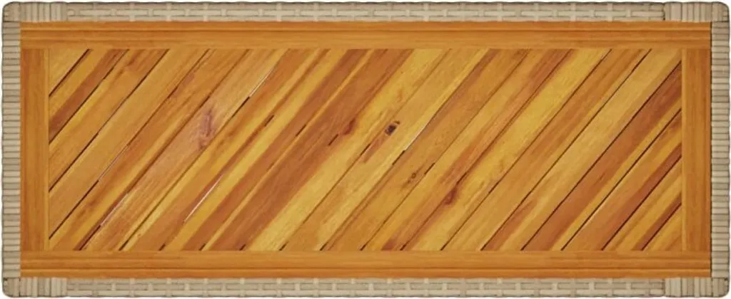 Table jardin beige polyrotin durable avec plateau bois anti-glisse - 8