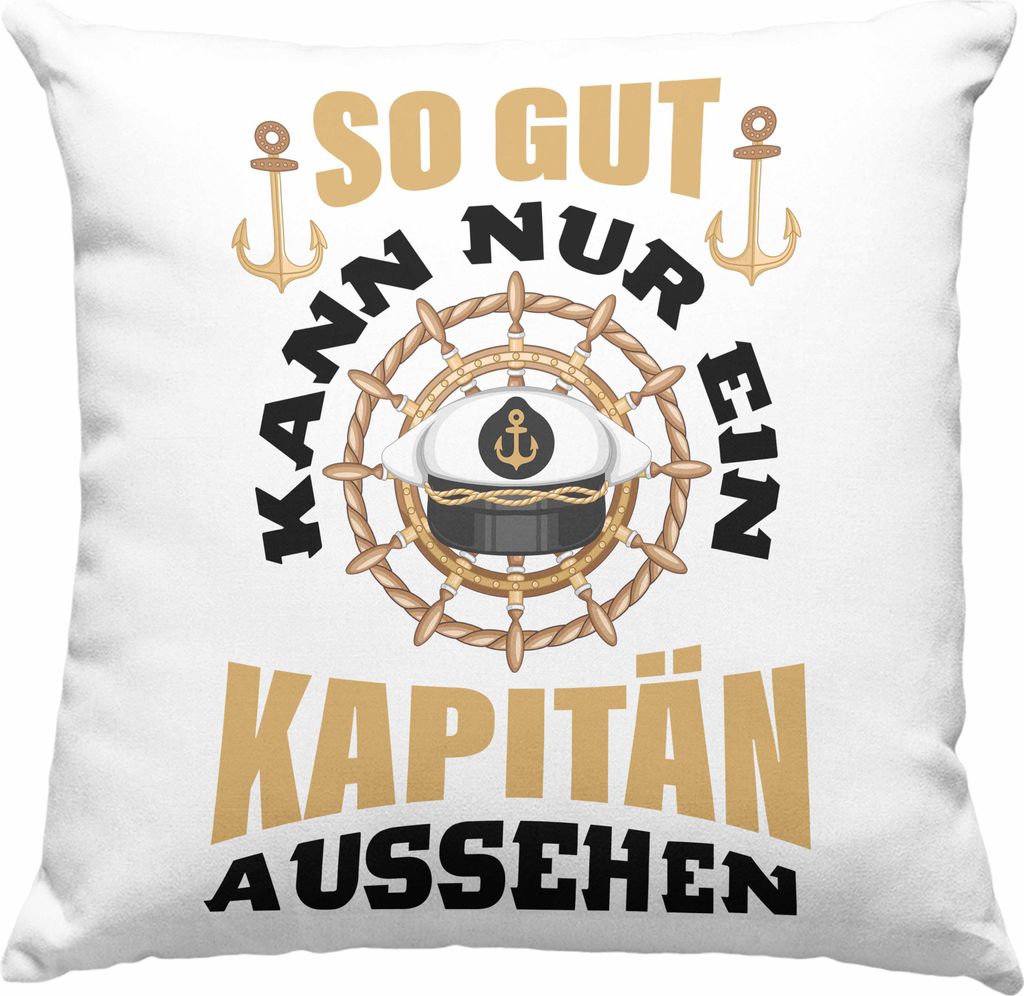 Trendation - Segeln Geschenk Deko-Kissen mit Füllung 40x40 Segler Geschenkidee Segelboot Kapitän Deko-Kissen mit Füllung 40x40 Kaffeebecher So ...