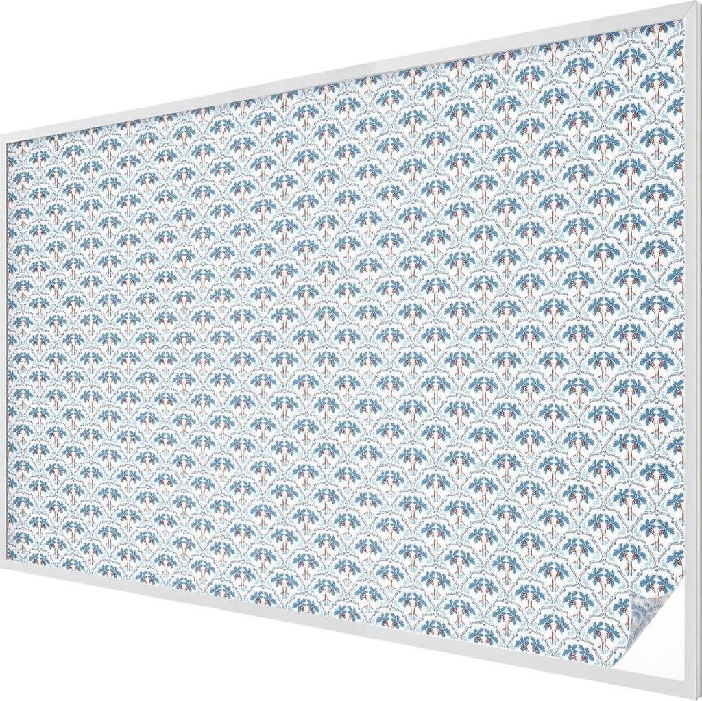 Buntglas Fensterfolie – 146x200 cm – Stained-Glass Design – blickdichte dekorative Sichtschutzfolie – selbstklebend, UV-Schutz – Blaue Pa...