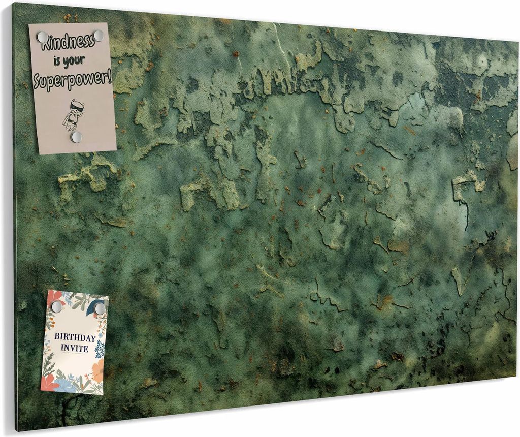 Magnettafel 90x60cm magnetisch & beschreibbar Metall-Board - Verwitterte Textur