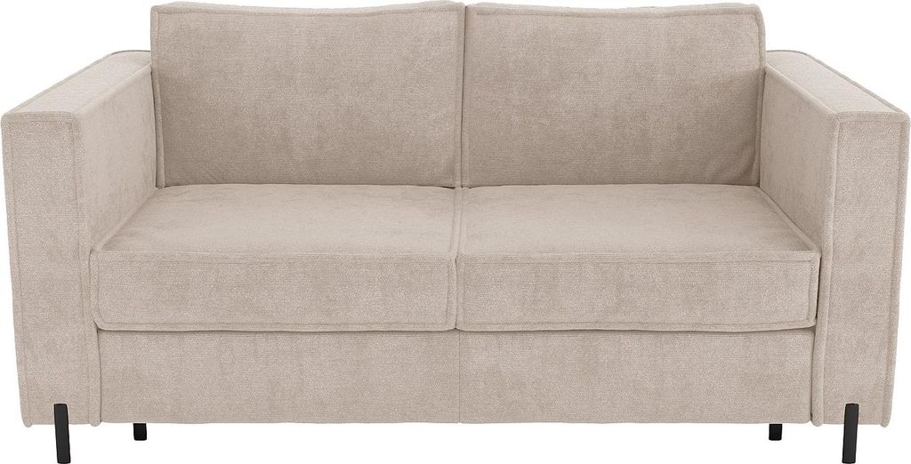 4-Sitzer Schlafsofa express mit beigefarbenem Strukturbezug - Liegefläche 160 cm - Matratze 14 cm - ELORYA