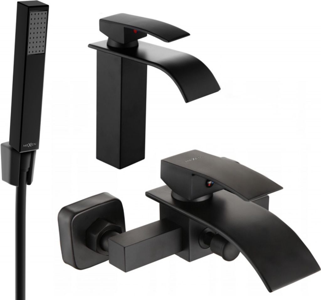Mexen Aries R77 Badewannenset, Schwarz - 744803R77-70