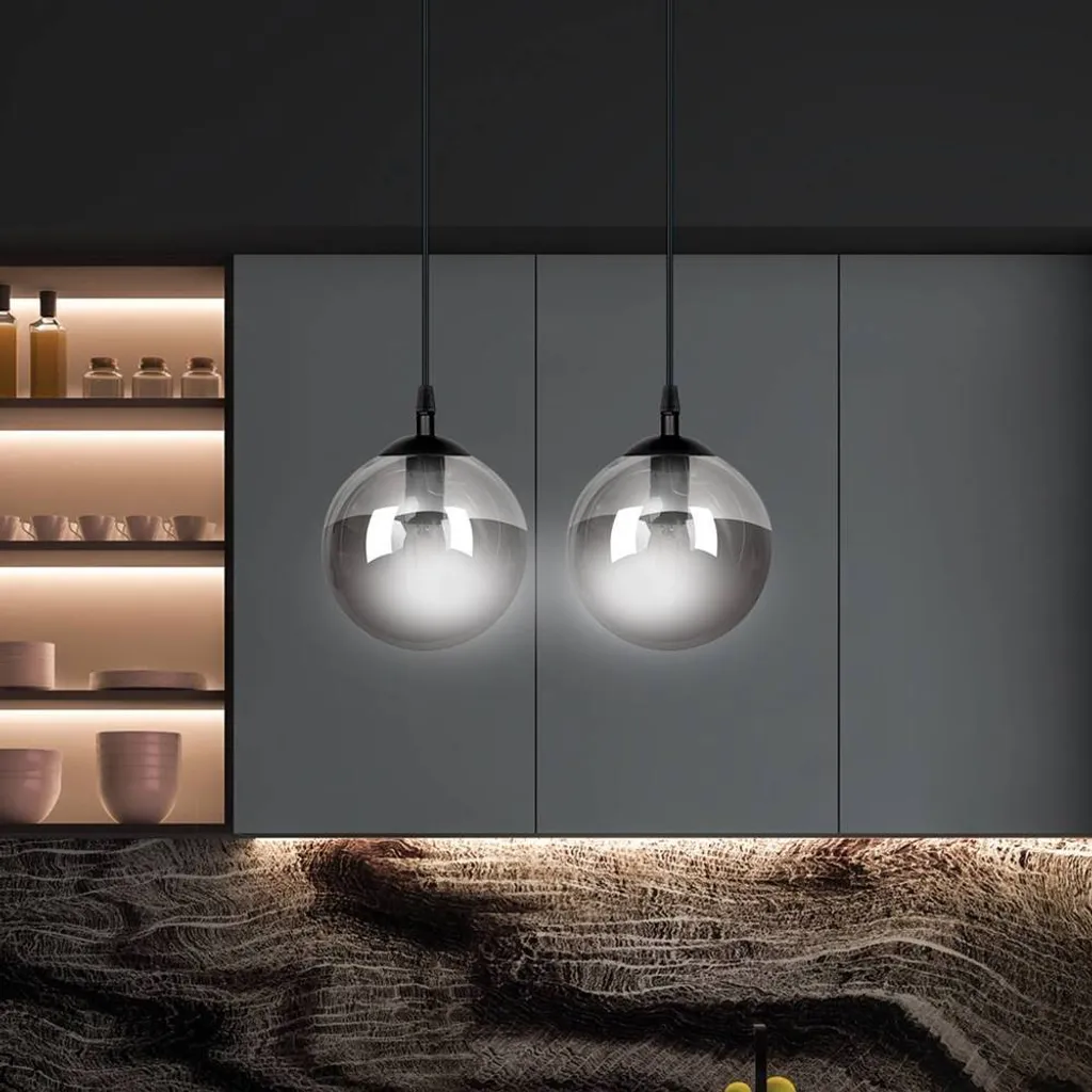 Suspension de Cuisine ou Salon Noir Graphite - Éclairage Double E14 - 9