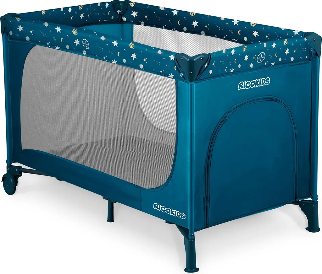 Lit de voyage compact 125cm bleu foncé RK-240 avec parois aérées