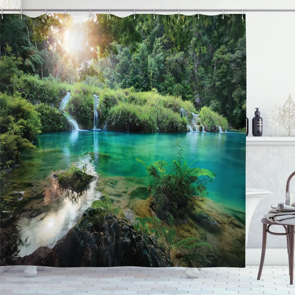 ABAKUHAUS Tenda Doccia Lake Forest Guatemala 175x220cm | Idrorepellente