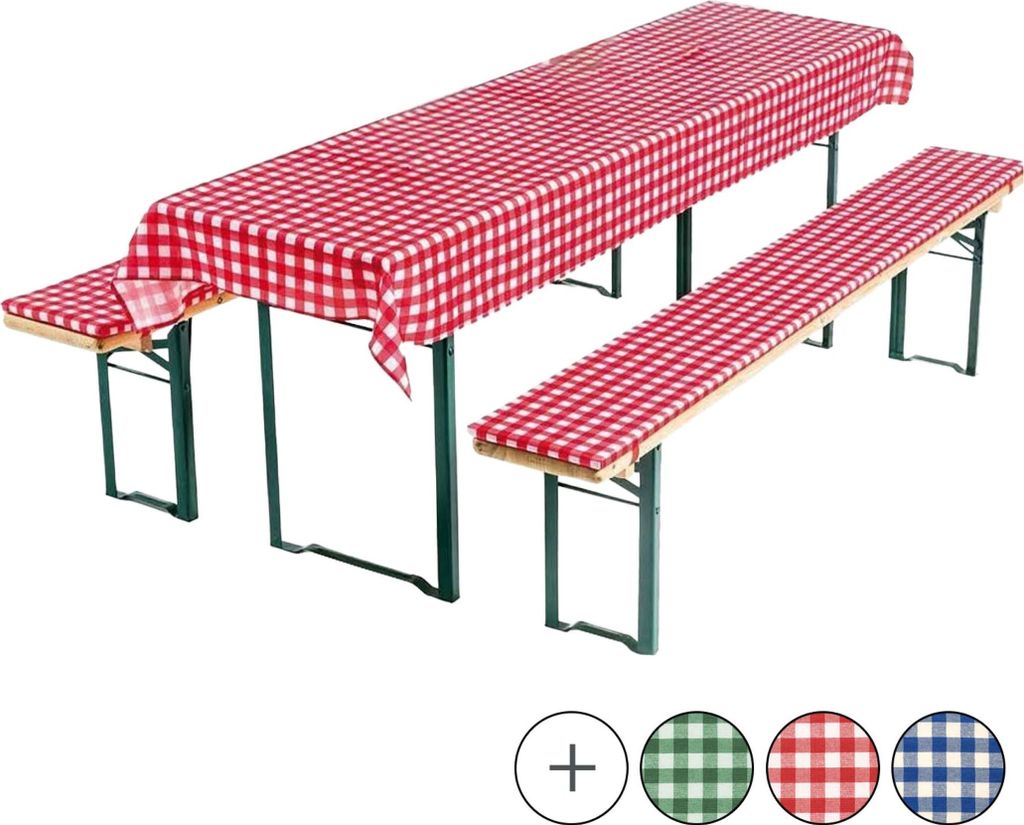 Bierbankauflagen-Set, Auflage Tischdecke 3-teilig Rot/Weiß Produktbild 