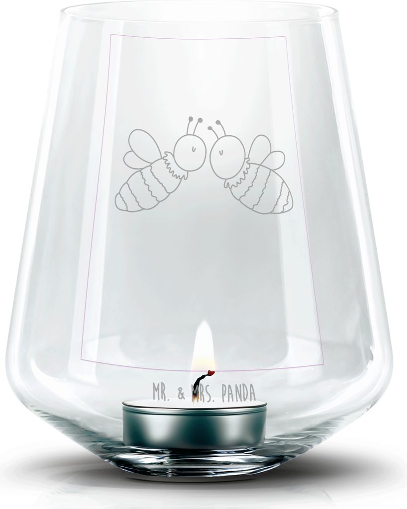Mr. & Mrs. Panda Laterne Biene Liebe - Transparent - Geschenk, Kerzenhalter, Teelichthalter, Glas