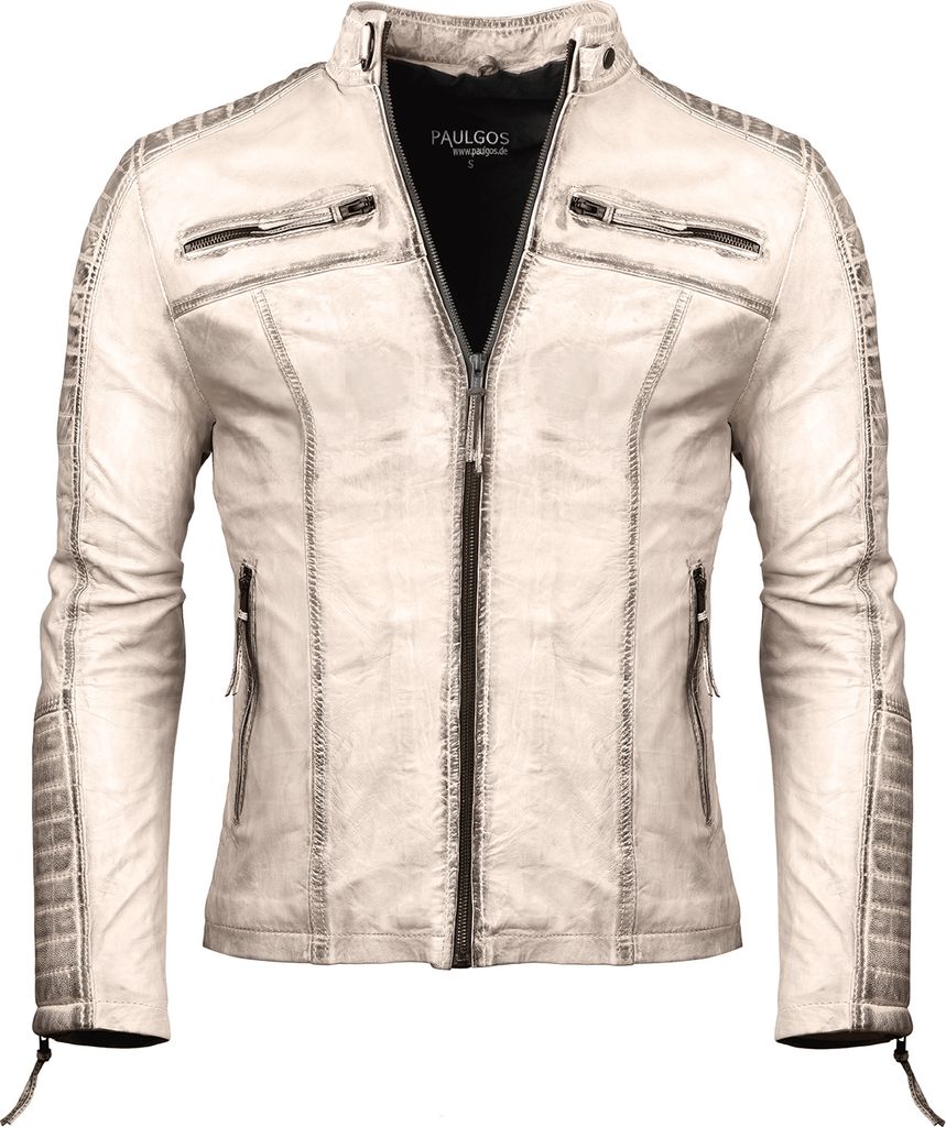 PAULGOS Herren Lederjacke Echtes Leder Jacke Echtleder Übergangsjacke Fashion in 5 Farben Gr. S-7XL Design 1