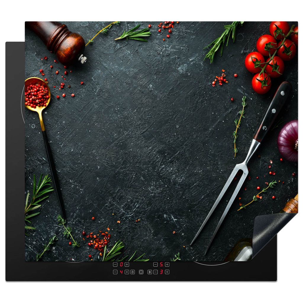 KitchenYeah Herdabdeckplatte Stilleben - Kräuter - Italienisch - Gewürze , 59x51cm, Küche Deko, Glaskeramikkochfeld Herdabdeckung, Abdeckplatt...