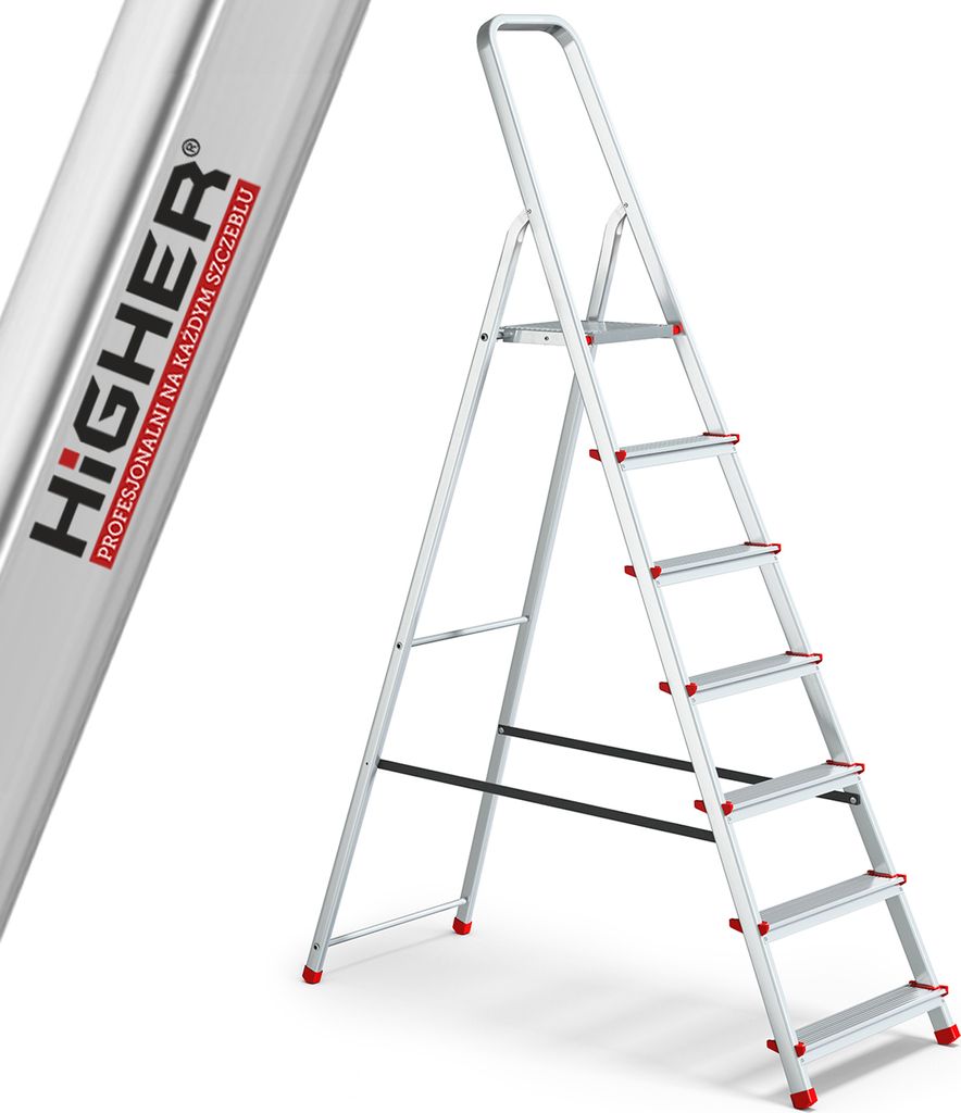 Drabina domowa aluminiowa składana HIGHER 7 stopniowa 125kg Zdjęcie produktu 