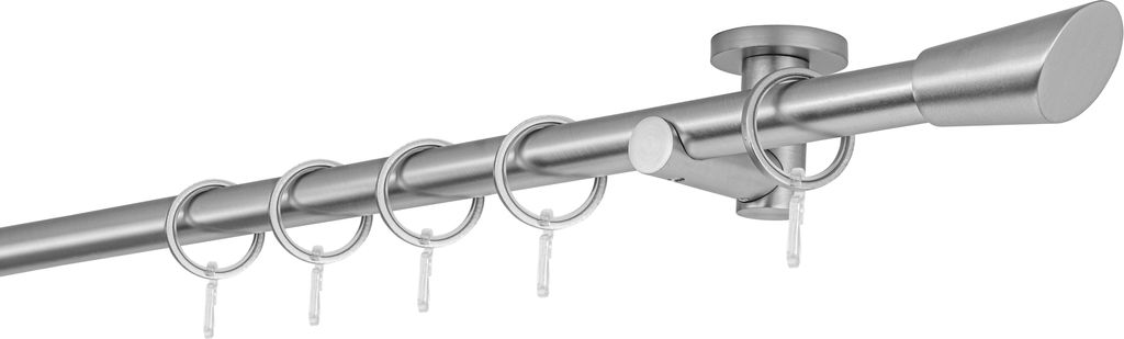 Gardinenstange Maß 20mm Rag 1-lauf Deckenträger 5,5cm Farbe: Edelstahl-Optik, Größe: 220cm