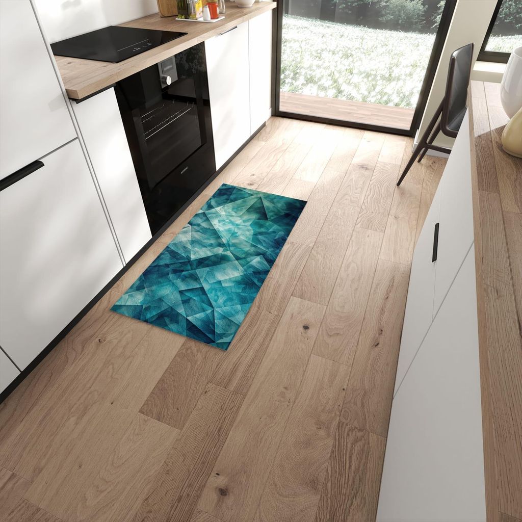 Küchenteppich 60x120cm rutschfest & abwischbar PVC Läufer - Abstrakte Geometrie