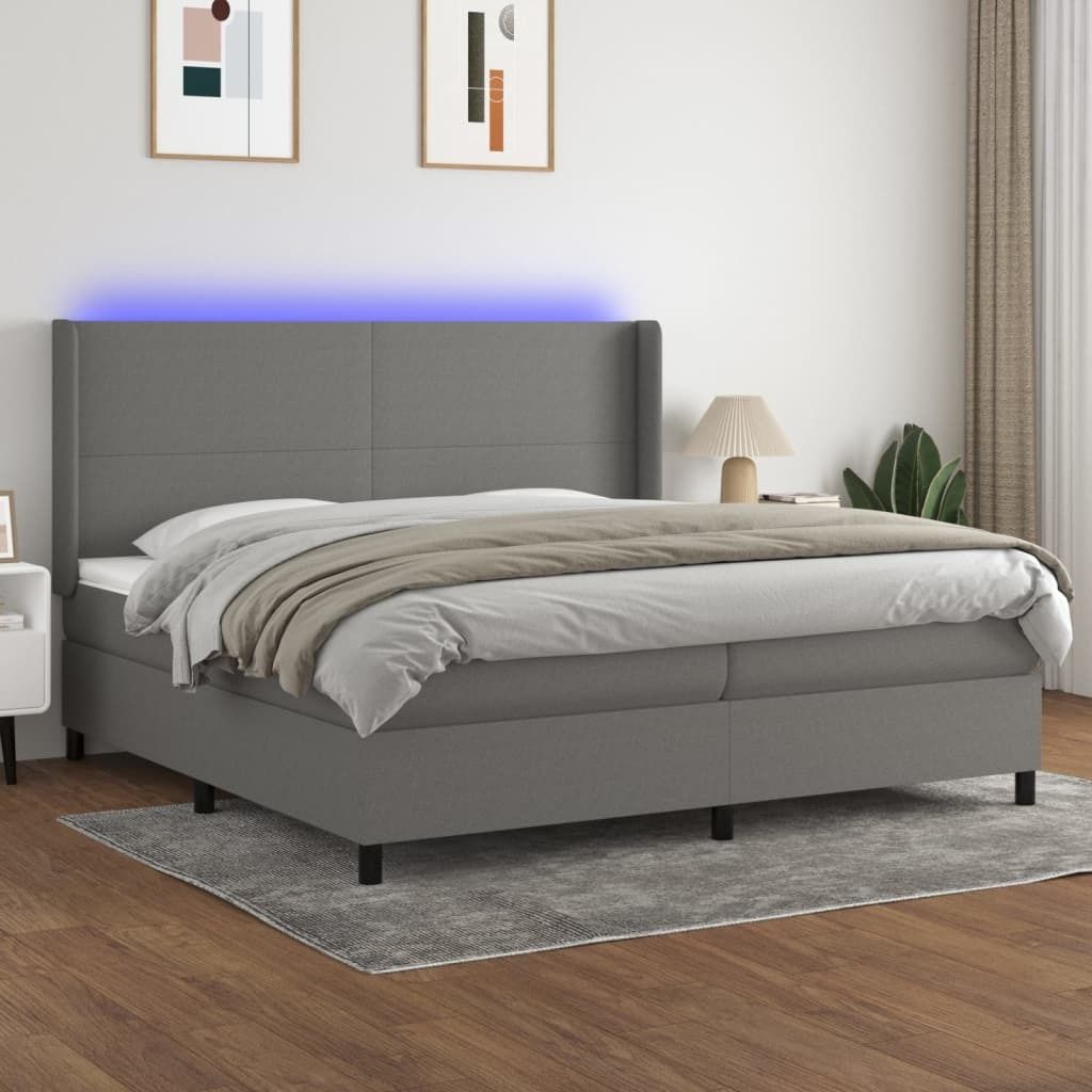 Maison Exclusive - Boxspringbett mit Matratze & LED Dunkelgrau 200x200 cm Stoff