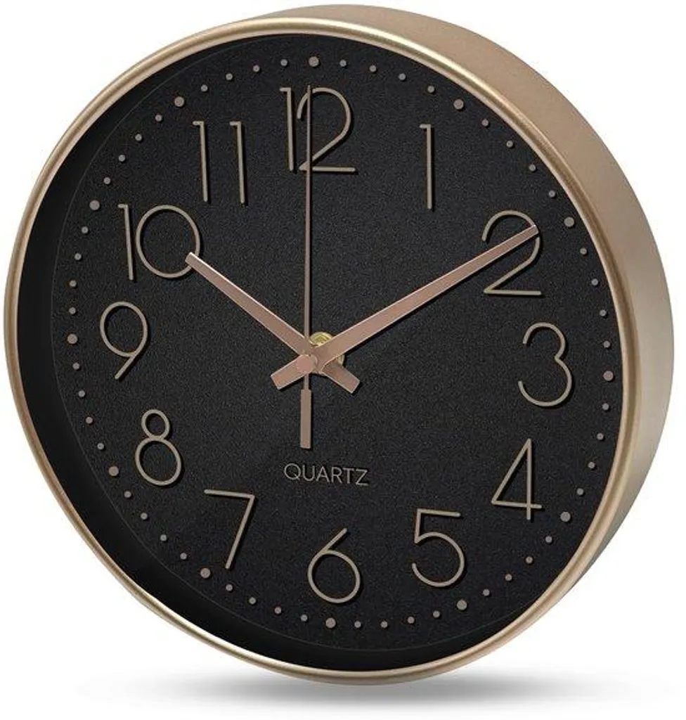 Horloge murale précise et lisible or rose 20cm, fini les retards, verre