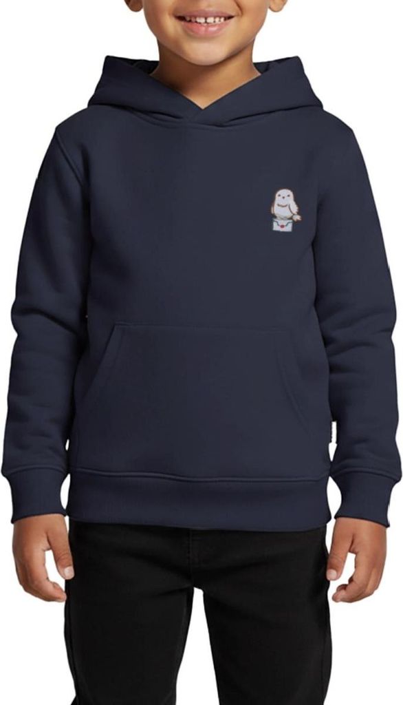 Spreadshirt Harry Potter Hedwig Mit Briefumschlag Stick-Design Kinder Premium Hoodie, 146/152 (10 Jahre), Navy