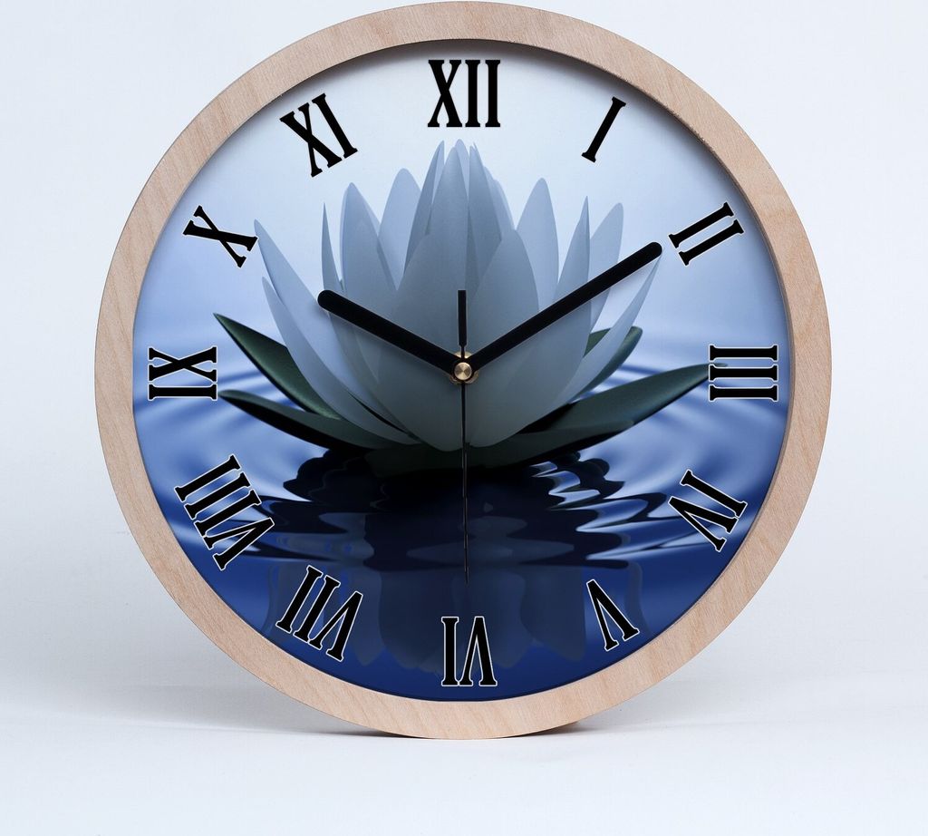 Holzuhr 20fi cm wanduhr - schwarze Spitzen - Seerose