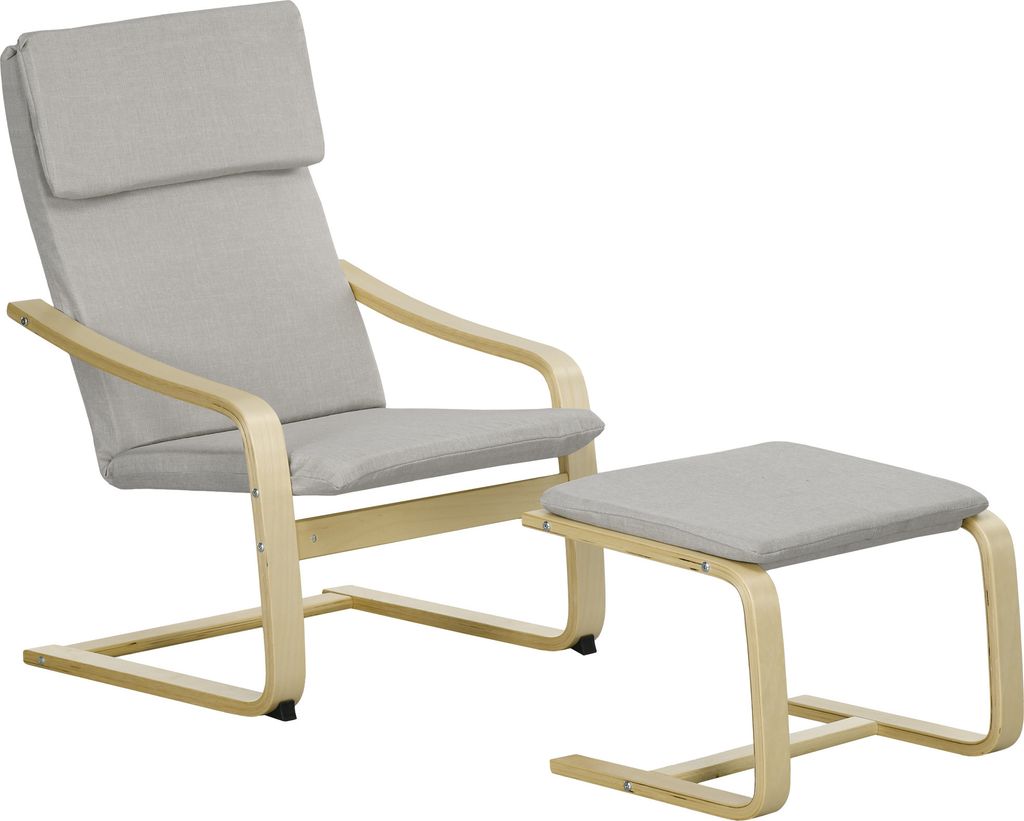 HOMCOM Relaxsessel mit Fußhocker, Ruhesessel mit Hocker, Lesesessel, Ruhesessel mit Armlehne, Schwingsessel, Relaxstuhl mit Leinenbezug für Wohnz...