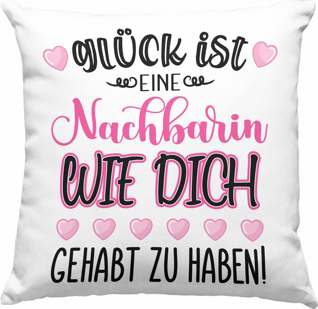 Trendation - Beste Nachbarin Deko-Kissen mit Füllung 40x40 Geschenk Geburtstag Freundin Lieblings Nachbarin Geschenkidee Weltliebste Nachbarin Abs...