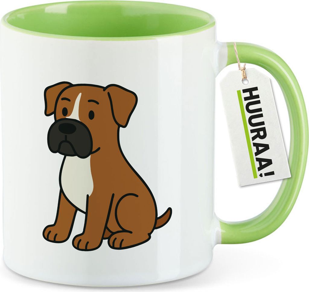 Huuraa Kaffeetasse Boxer Boxi Comic 330ml Grün Keramik Kaffeebecher Geschenkidee