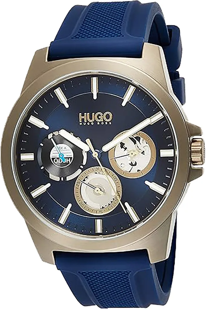 Montre étanche 50m HUGO 1530130 avec bracelet silicone bleu