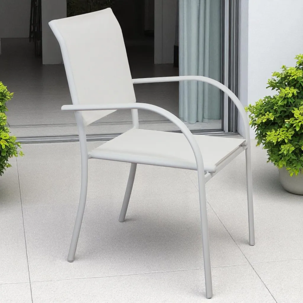 Milani Home - Dexter - Poltrona Da Giardino In Alluminio Impilabile Completa Di Cuscino