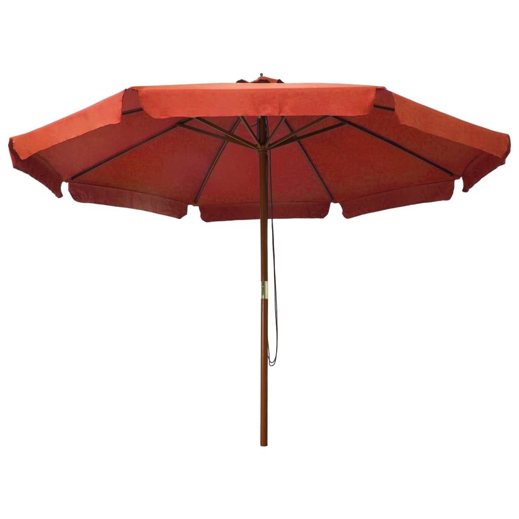 vidaXL Ombrellone con asta in legno 330 cm terracotta Immagine del prodotto 