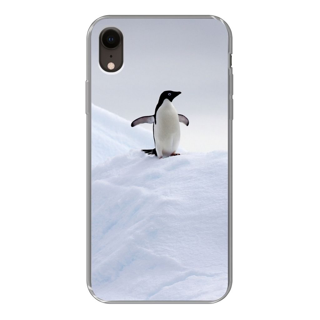 MuchoWow Handyhülle Schutzhülle Hülle für iPhone XR Pinguin - Eis - Winter Silikon Softcase Handy Hülle - Schutzdeckel